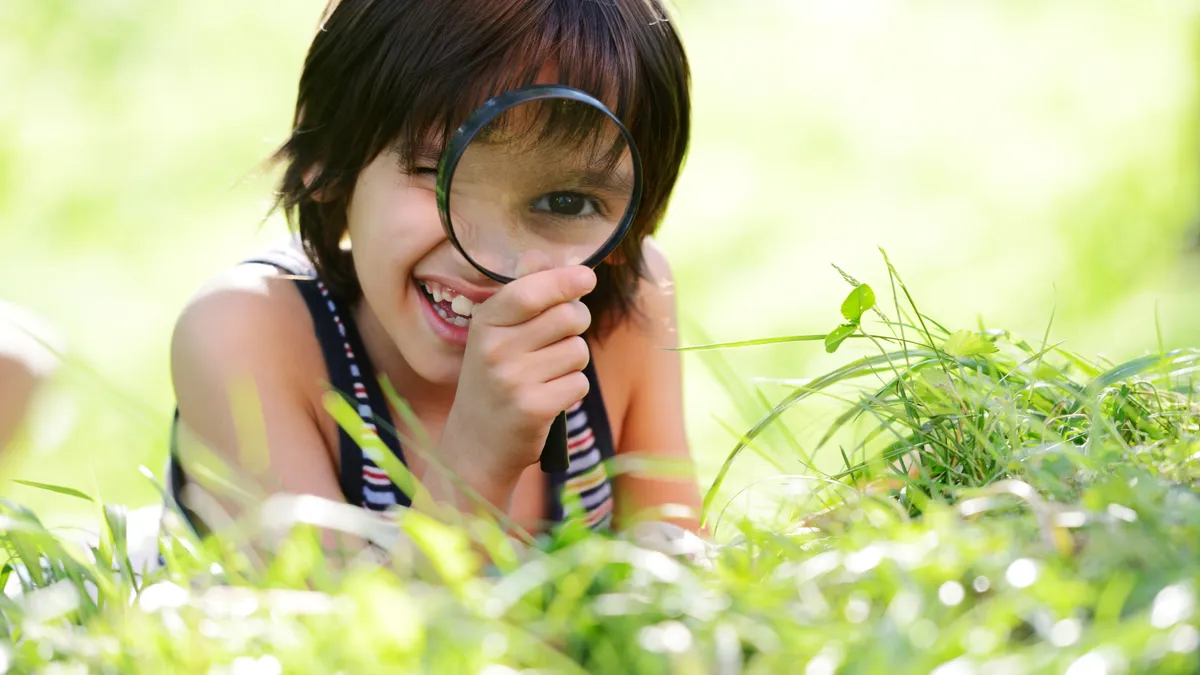 Niños explorando plantas y naturaleza, despertando su curiosidad