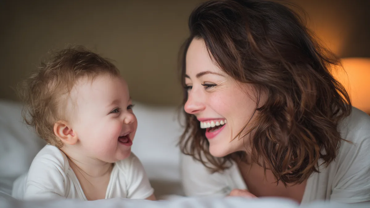 Madre conversando y conectando emocionalmente con su bebé
